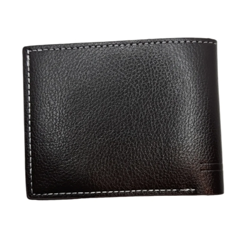 Mens dark brown faux leather‎ large capacity wallet